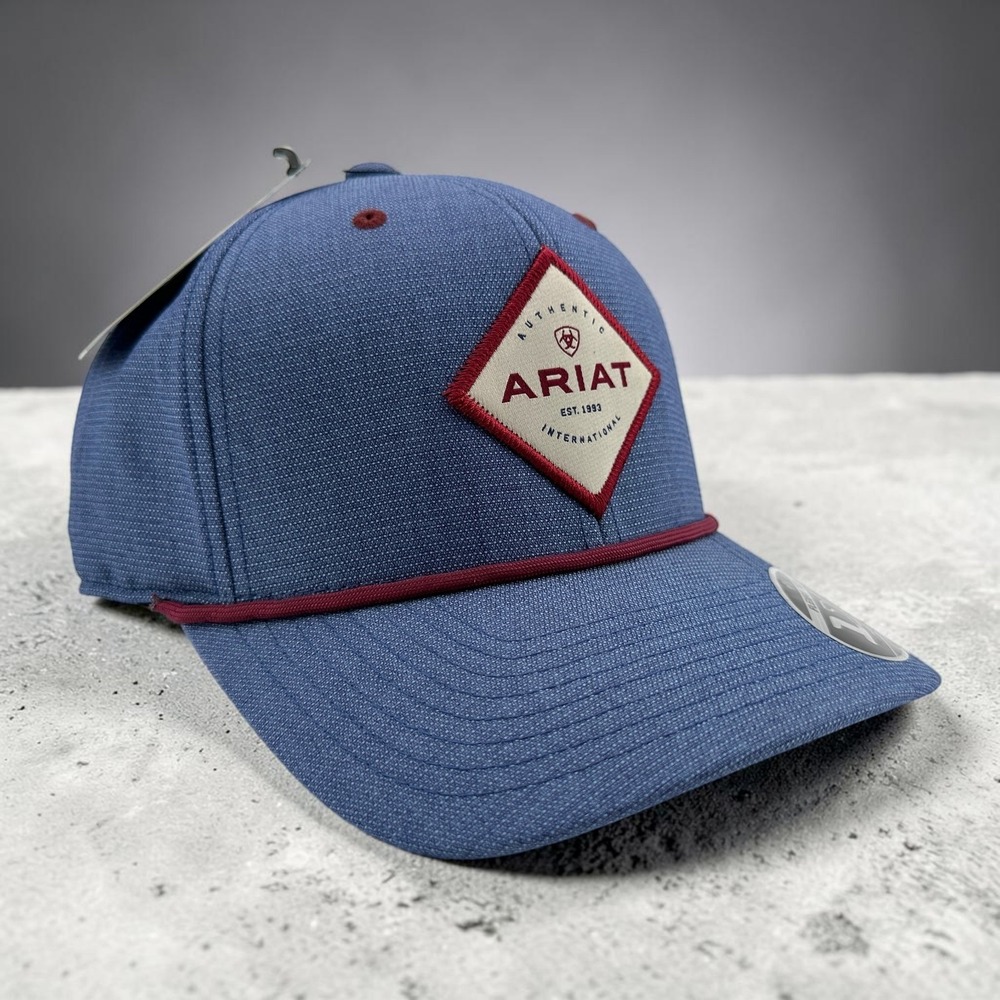 Ariat Flexfit 110 Adjustable‎ Snapback Hat Blue Denim Diamond Patch Western NEW